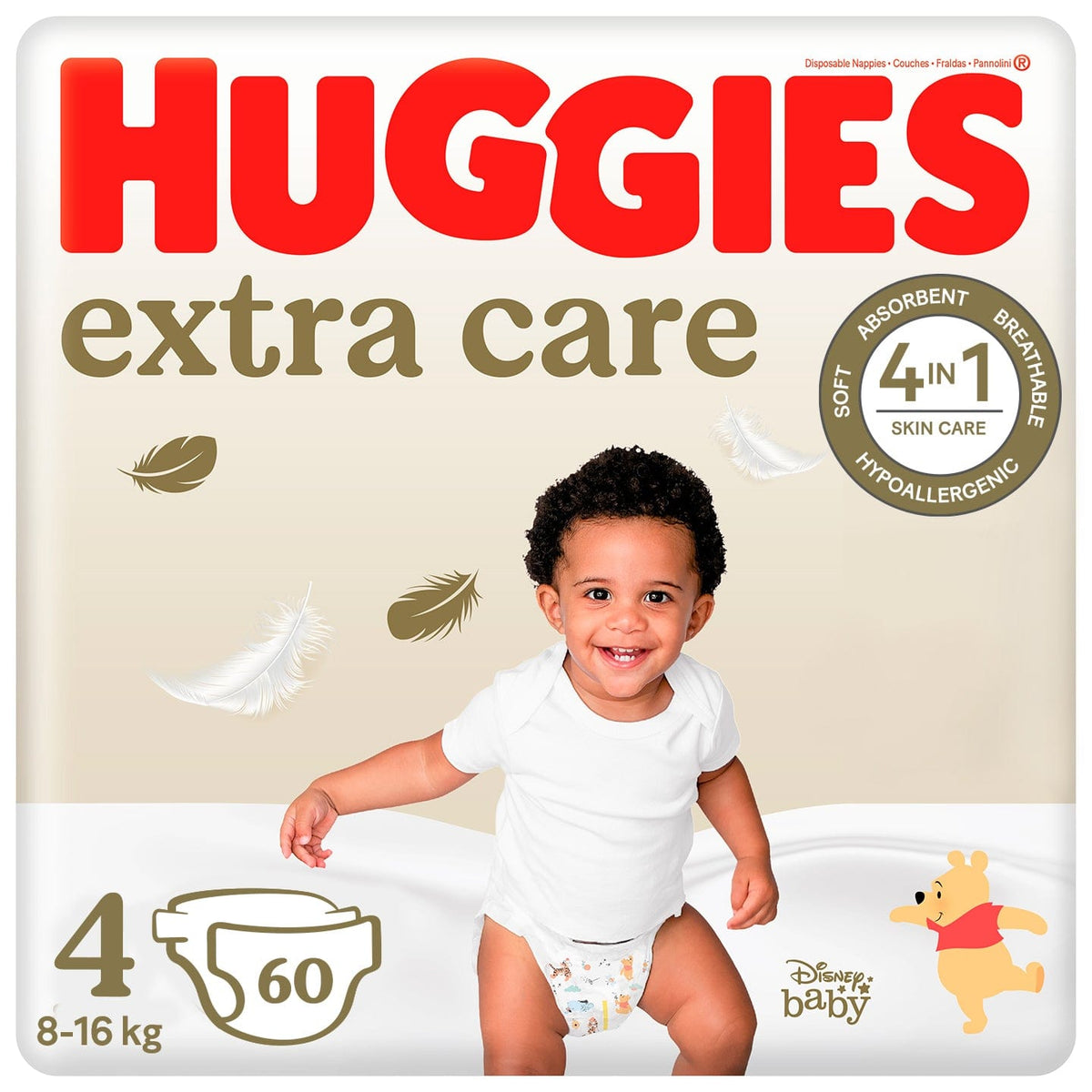 Produkt HUGGIES Pieluchy HUGGIES Pieluchy Extra Care 4 180 szt + Chusteczki Pure Extra Care 448 szt Z00468
