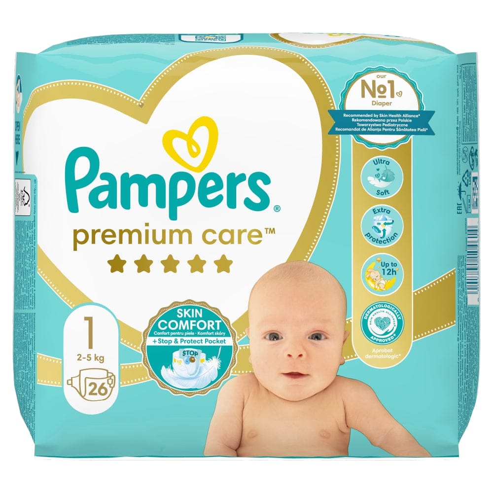 Produkt PAMPERS Pieluchy Pieluchy PAMPERS Premium Care Skin Comfort rozmiar 1 (2-5 kg) 26 szt 032411