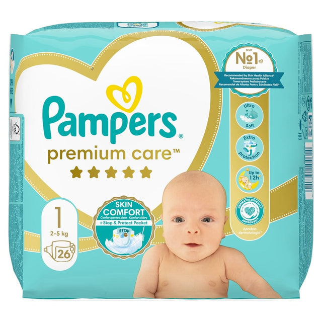 Produkt PAMPERS Pieluchy Pieluchy PAMPERS Premium Care Skin Comfort rozmiar 1 (2-5 kg) 26 szt 032411