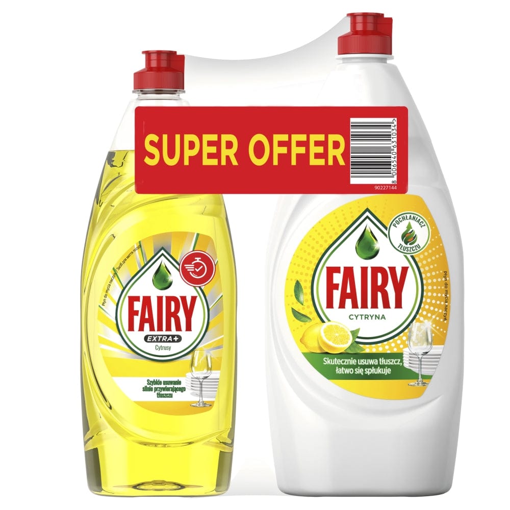 Produkt FAIRY Płyn do mycia naczyń FAIRY Extra+ Cytrusy 650ml + Fairy Cytryna 900ml S02162