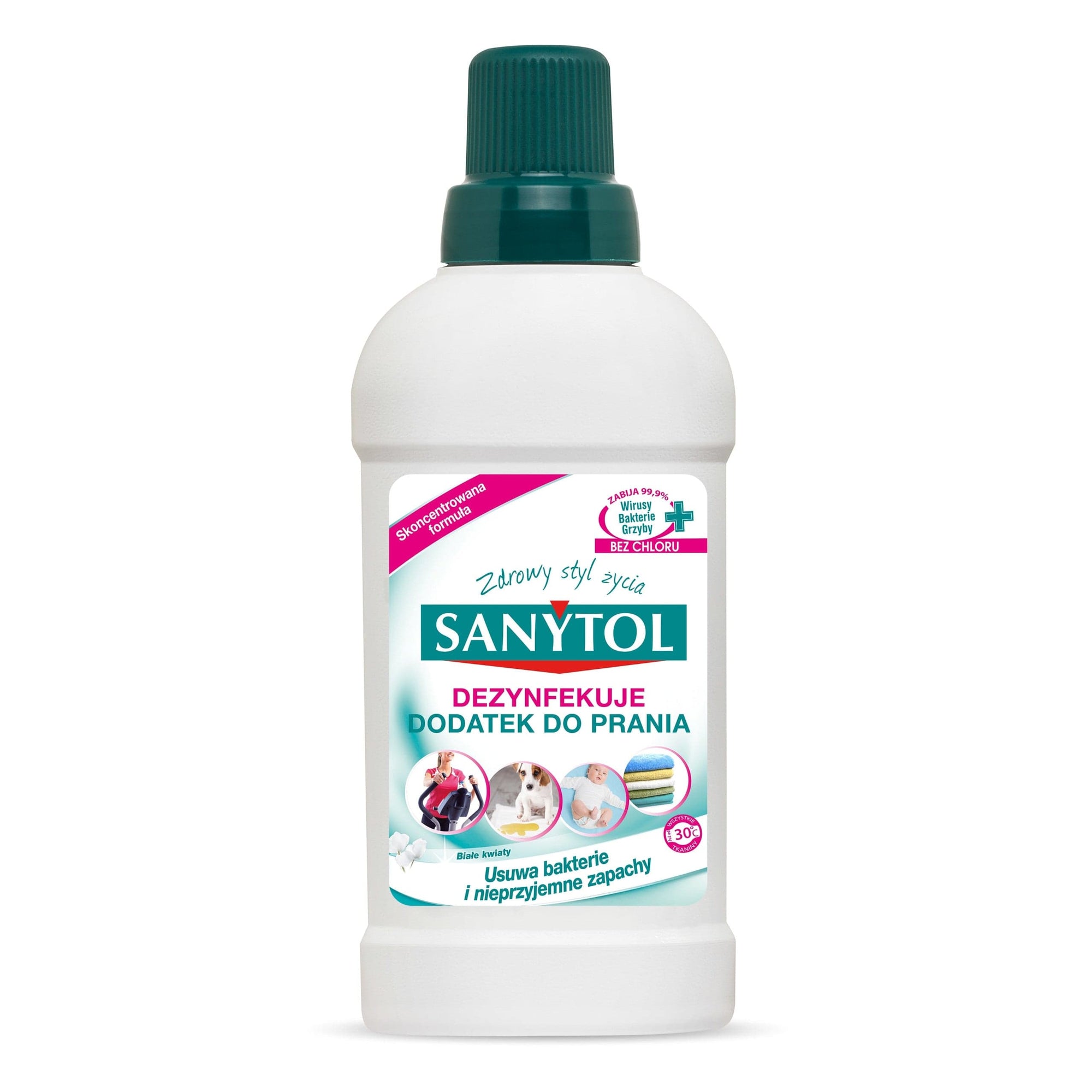 Produkt SANYTOL Płyny i żele do prania Dodatek dezynfekujący do prania SANYTOL białe kwiaty 500 ml S01259
