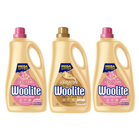 Produkt WOOLITE Płyny i żele do prania Płyn do prania WOOLITE Keratin Therapy biały kolor czarny MIX 60 prań 3x 3,6 l Z00531