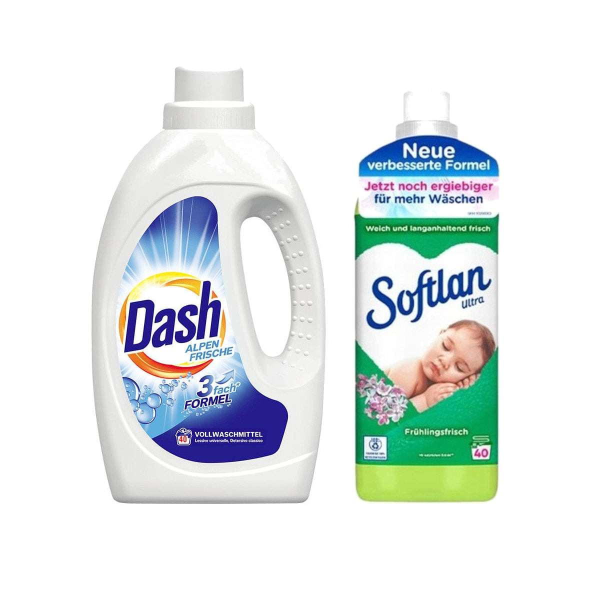 Produkt DASH Płyny i żele do prania Żel do prania uniwersalny DASH + Płyn do płukania SOFTLAN Fruhlingsfrisch 40 prań Z00195