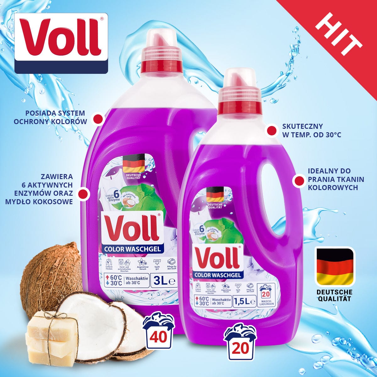 Produkt VOLL Płyny i żele do prania Żel do Prania VOLL Color 20 prań 1,5 l S02103