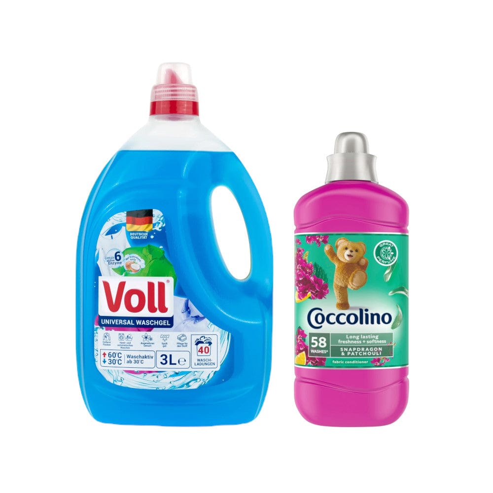 Produkt VOLL Płyny i żele do prania Żel do prania VOLL Universal 3 l + Płyn do płukania COCCOLINO 1,45 l Z00374