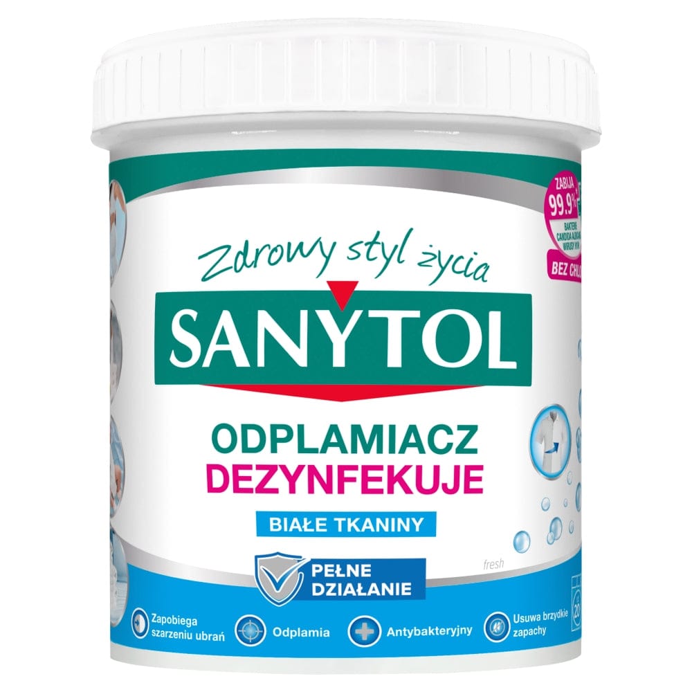 Produkt SANYTOL Pozostałe do prania Odplamiacz dezynfekujący w proszku do białego SANYTOL 450g 001269