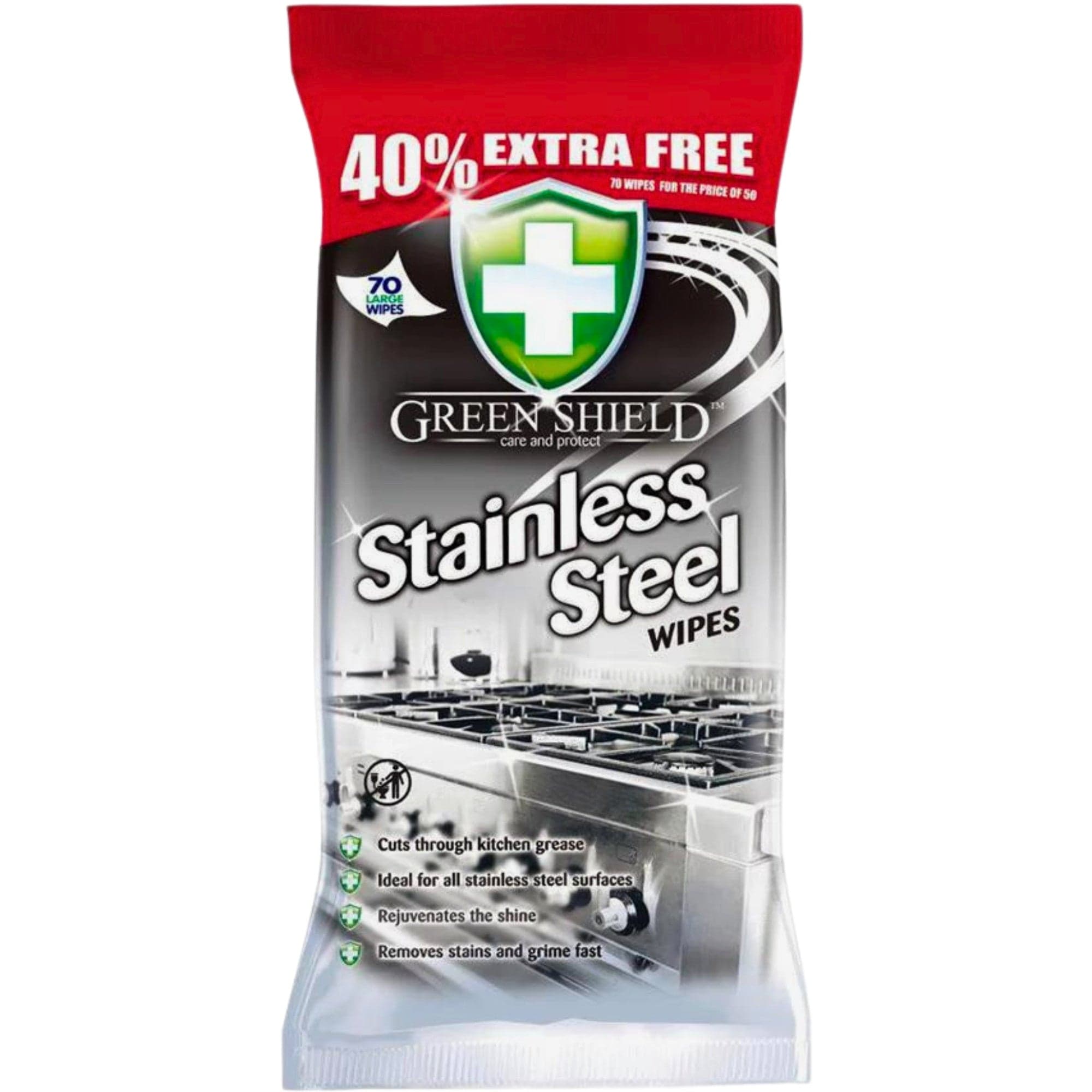 Produkt GREENSHIELD Pozostałe do sprzątania Chusteczki nawilżane do stali nierdzewnej GREENSHIELD Stainless Steel 70szt 027431