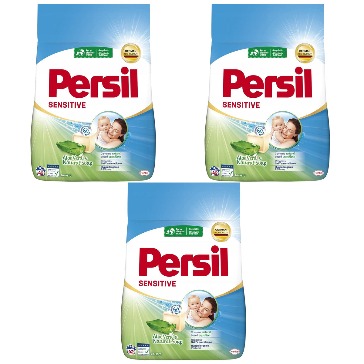 Produkt PERSIL Proszki do prania 3x Proszek do prania białego PERSIL Sensitive 42 prania 2,52 kg K_036864_3