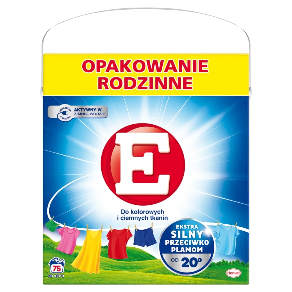 Produkt E Proszki do prania Proszek do prania E do kolorowych i ciemnych tkanin 75 prań 4,125kg 001874