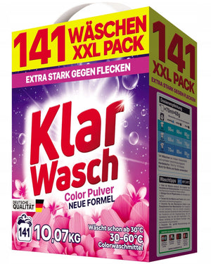 Produkt KLAR Proszki do prania Proszek do prania KLAR WASCH Color 141 prań 10,07kg 002840