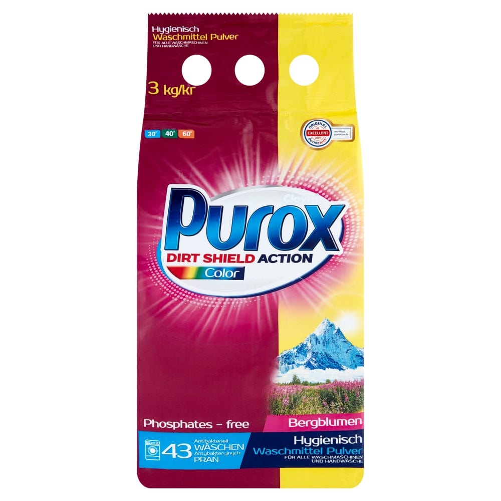 Produkt PUROX Proszki do prania Proszek do prania PUROX Color do koloru 43 prania 3kg 031825