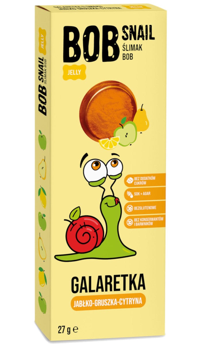 Produkt BOB SNAIL (żelki) Przekąska BOB SNAIL 27g Jabłko Gruszka Cytryna Galaretka bez dodatku cukru 001957