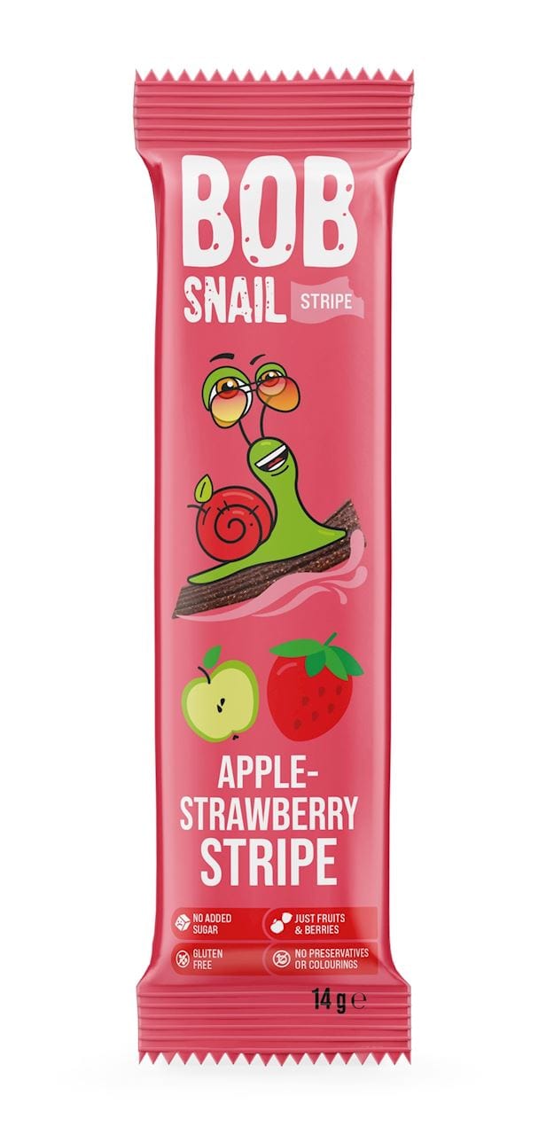 Produkt BOB SNAIL Przekąska BOB SNAIL Przekąska jabłko - truskawka bez dodatku cukru bezglutenowa 14g 047650