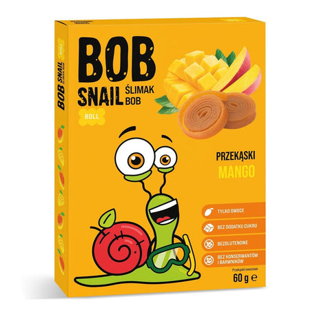 Produkt BOB SNAIL Przekąska PRZEKĄSKA ROLL MANGO BEZ DODATKU CUKRU BEZGLUTENOWA 60 g - BOB SNAIL 047646