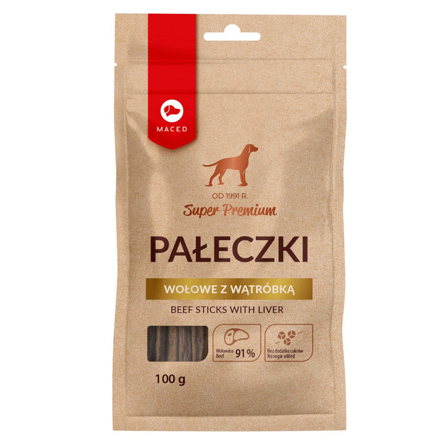 Produkt MACED Przekąski dla psa MACED Pałeczki wołowe z wątróbką - przysmak dla psa - 100g 045434