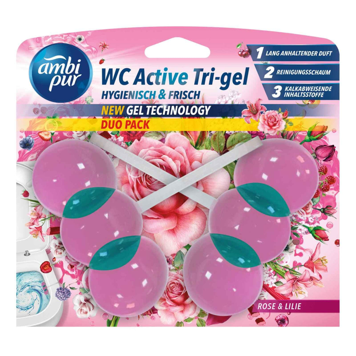 Produkt AMBI PUR Środki do toalet Zawieszka do WC AMBI PUR Rose & Lily Duo Pack 2x 45 g 036810