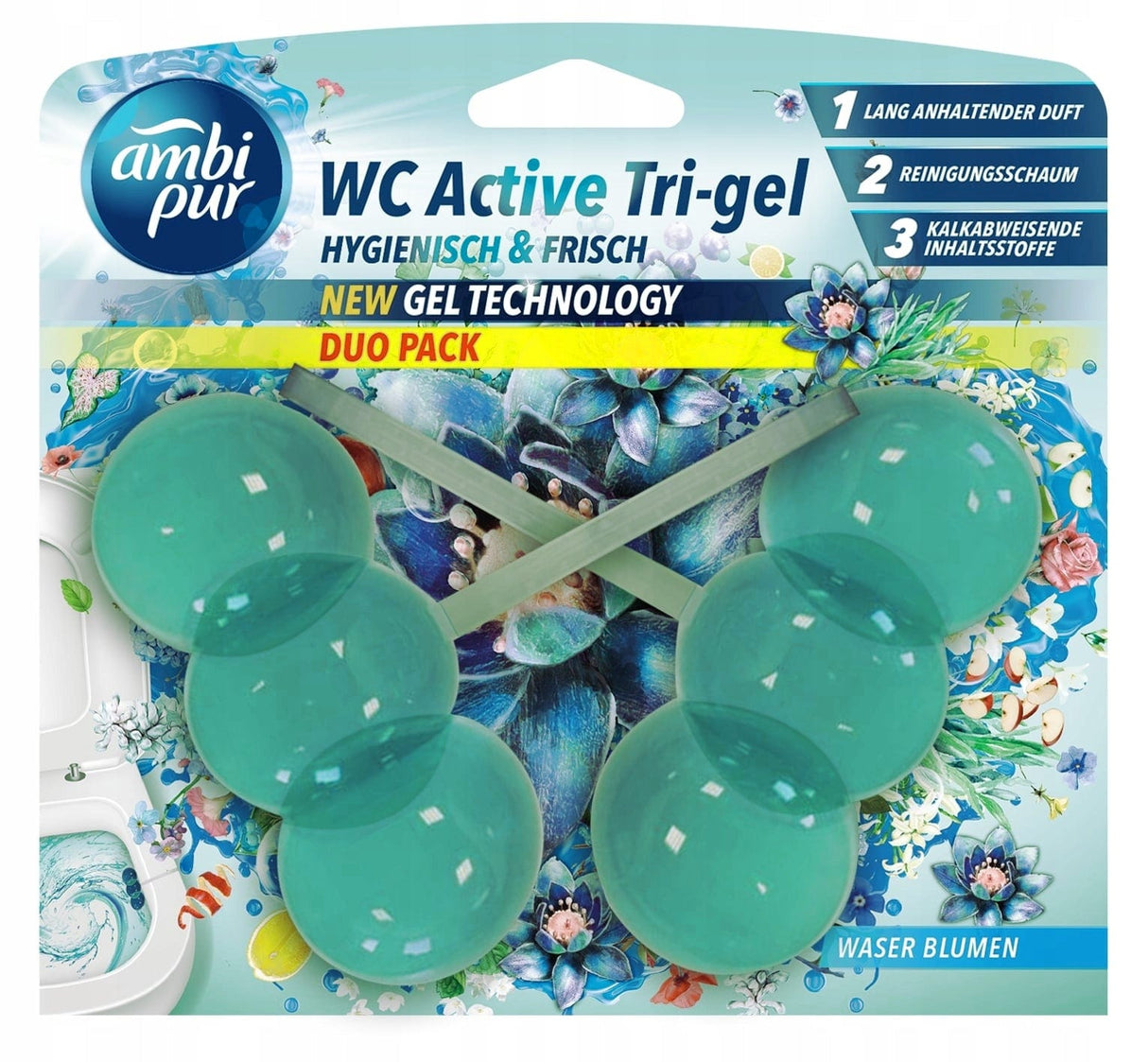 Produkt AMBI PUR Środki do toalet Zawieszka do WC AMBI PUR Water Flowers Duo Pack 2x 45 g 038861