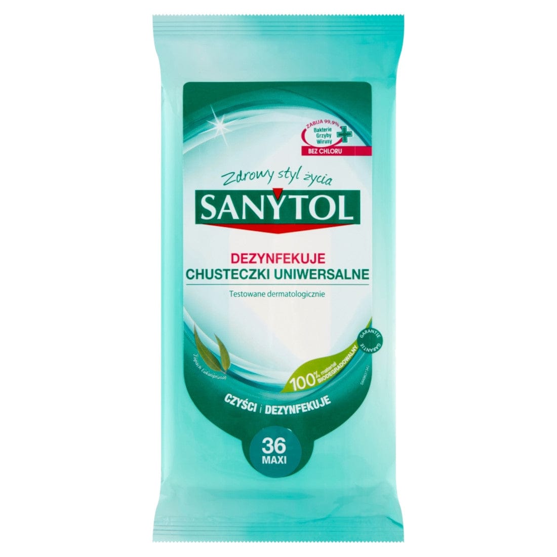 Produkt SANYTOL Środki uniwersalne Chusteczki uniwersalne SANYTOL Eukaliptus czyszczą i dezynfekują 36 szt S01823