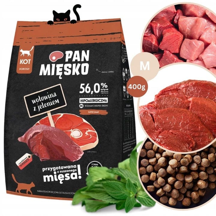 Produkt PAN MIĘSKO Sucha karma dla kota 5x Karma sucha dla kota PAN MIĘSKO Wołowina z jeleniem M 400 g K_S01606_5
