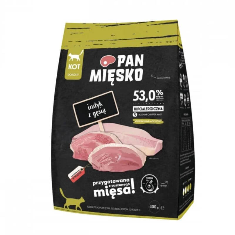 Produkt PAN MIĘSKO Sucha karma dla kota Karma sucha dla kota PAN MIĘSKO Indyk z gęsią 400g S00924