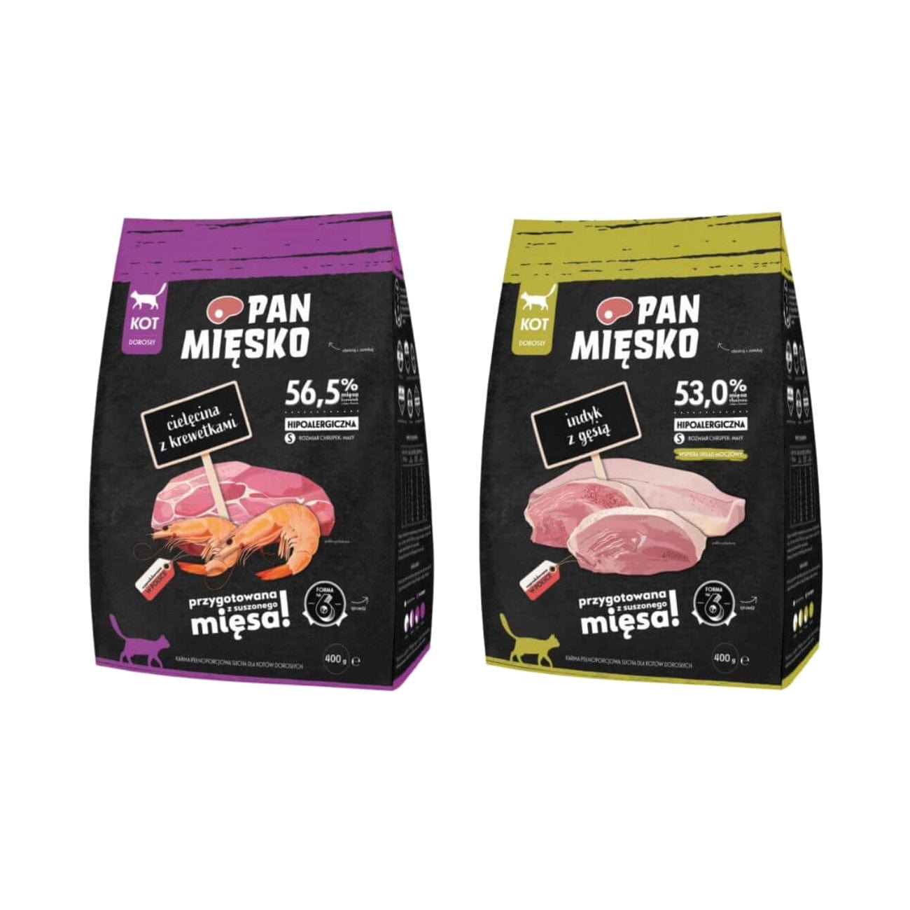 Produkt PAN MIĘSKO Sucha karma dla kota Karma sucha dla kota PAN MIĘSKO MIX drób 2x 400g Z00230