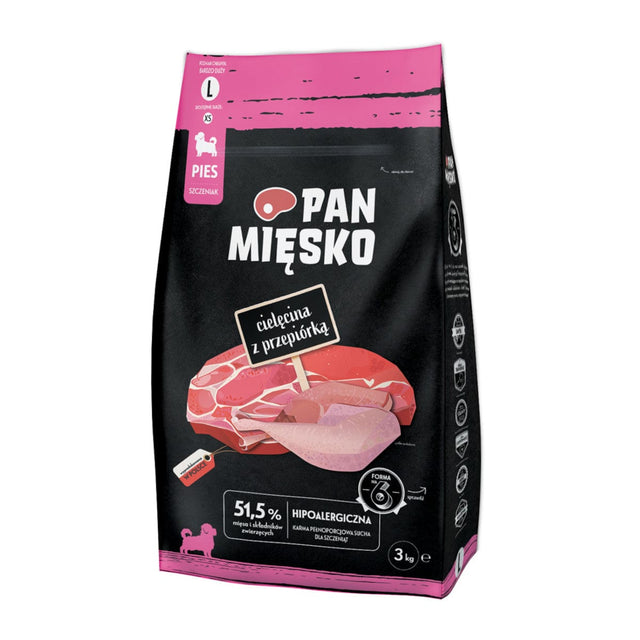 Produkt PAN MIĘSKO Sucha karma dla psa Karma sucha dla psa szczeniak PAN MIĘSKO Cielęcina z przepiórką L 3 kg S01998