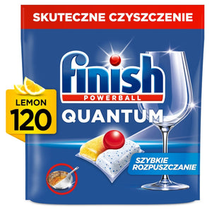 Produkt FINISH Tabletki i kapsułki do zmywarki Kapsułki do zmywarki FINISH Quantum Lemon 120 szt 052427