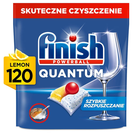 Produkt FINISH Tabletki i kapsułki do zmywarki Kapsułki do zmywarki FINISH Quantum Lemon 120 szt 052427