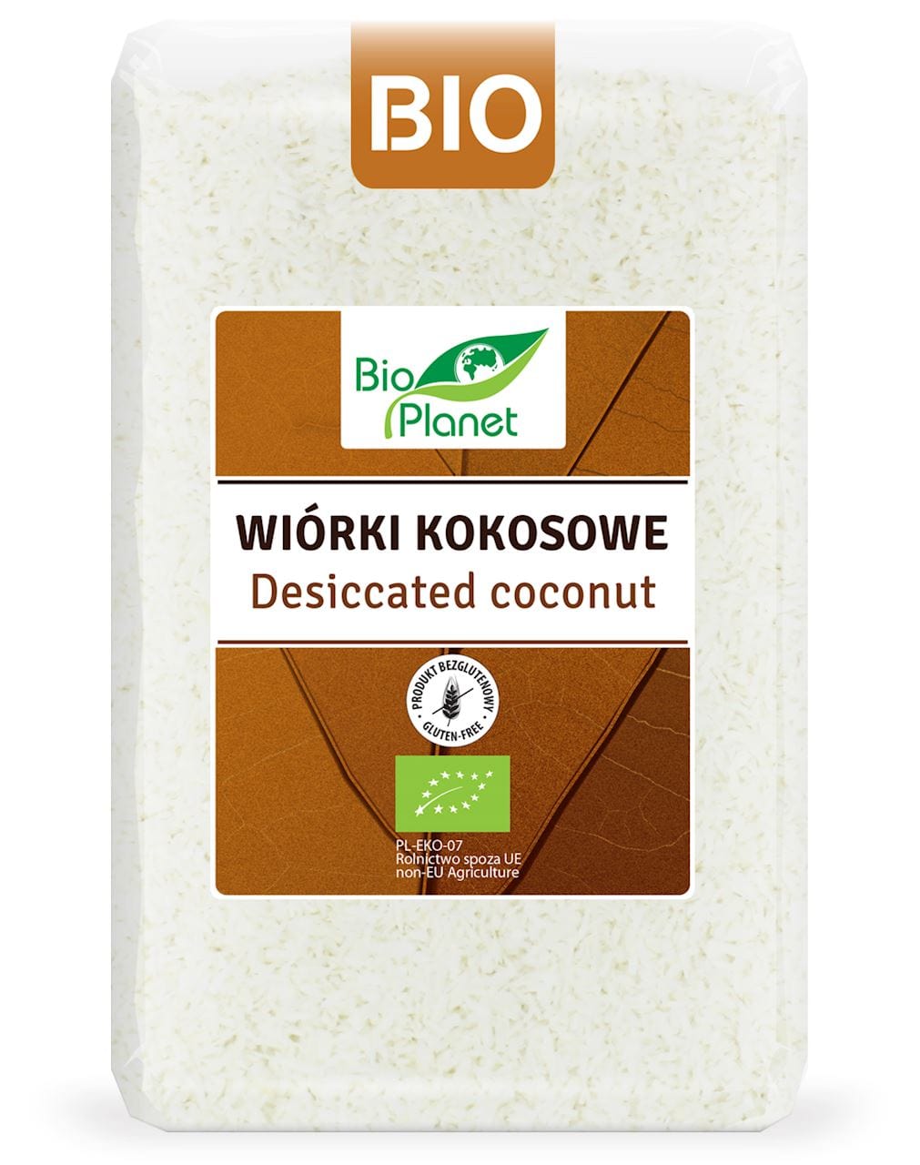 Produkt BIO PLANET - seria BRĄZOWA (orzechy i pestki) WIÓRKI KOKOSOWE BEZGLUTENOWE BIO 1 kg - BIO PLANET 5902488060062