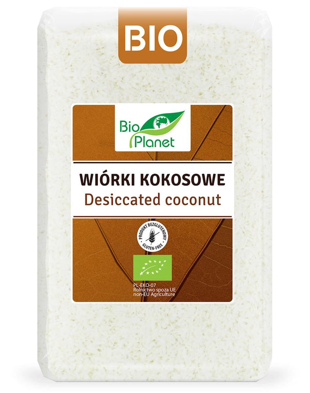 Produkt BIO PLANET - seria BRĄZOWA (orzechy i pestki) WIÓRKI KOKOSOWE BEZGLUTENOWE BIO 1 kg - BIO PLANET 5902488060062