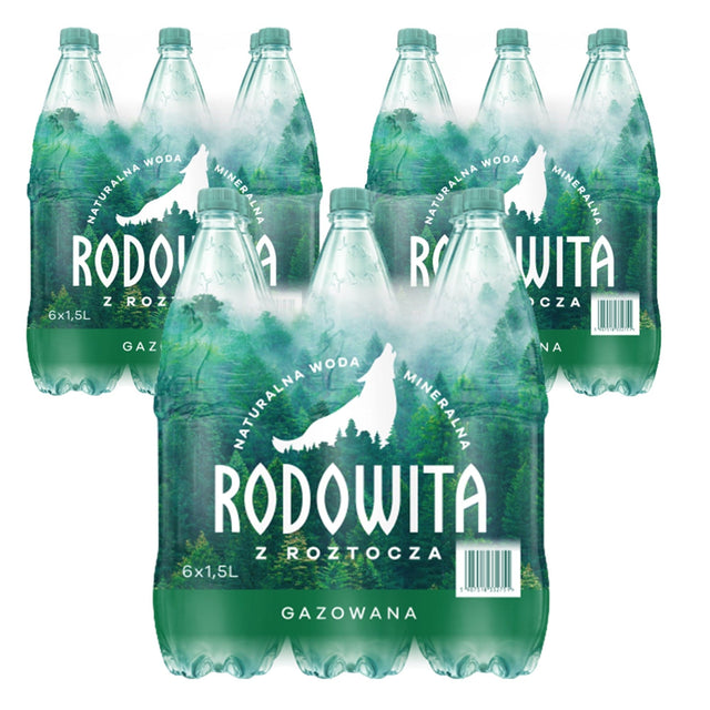 Produkt RODOWITA Woda Woda mineralna RODOWITA z Roztocza gazowana 18x 1,5 l K_S00123_18