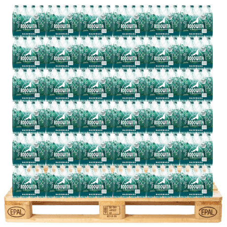 Produkt RODOWITA Woda Woda mineralna RODOWITA z Roztocza gazowana Paleta 1296x 0,6 l K_038962_1296