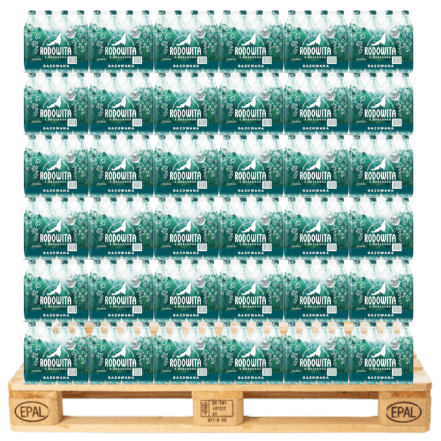 Produkt RODOWITA Woda Woda mineralna RODOWITA z Roztocza gazowana Paleta 1296x 0,6 l K_038962_1296
