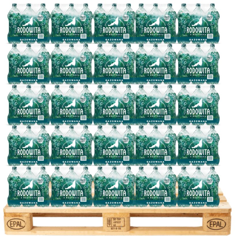 Produkt RODOWITA Woda Woda mineralna RODOWITA z Roztocza gazowana Paleta 684x 1l K_045223_684