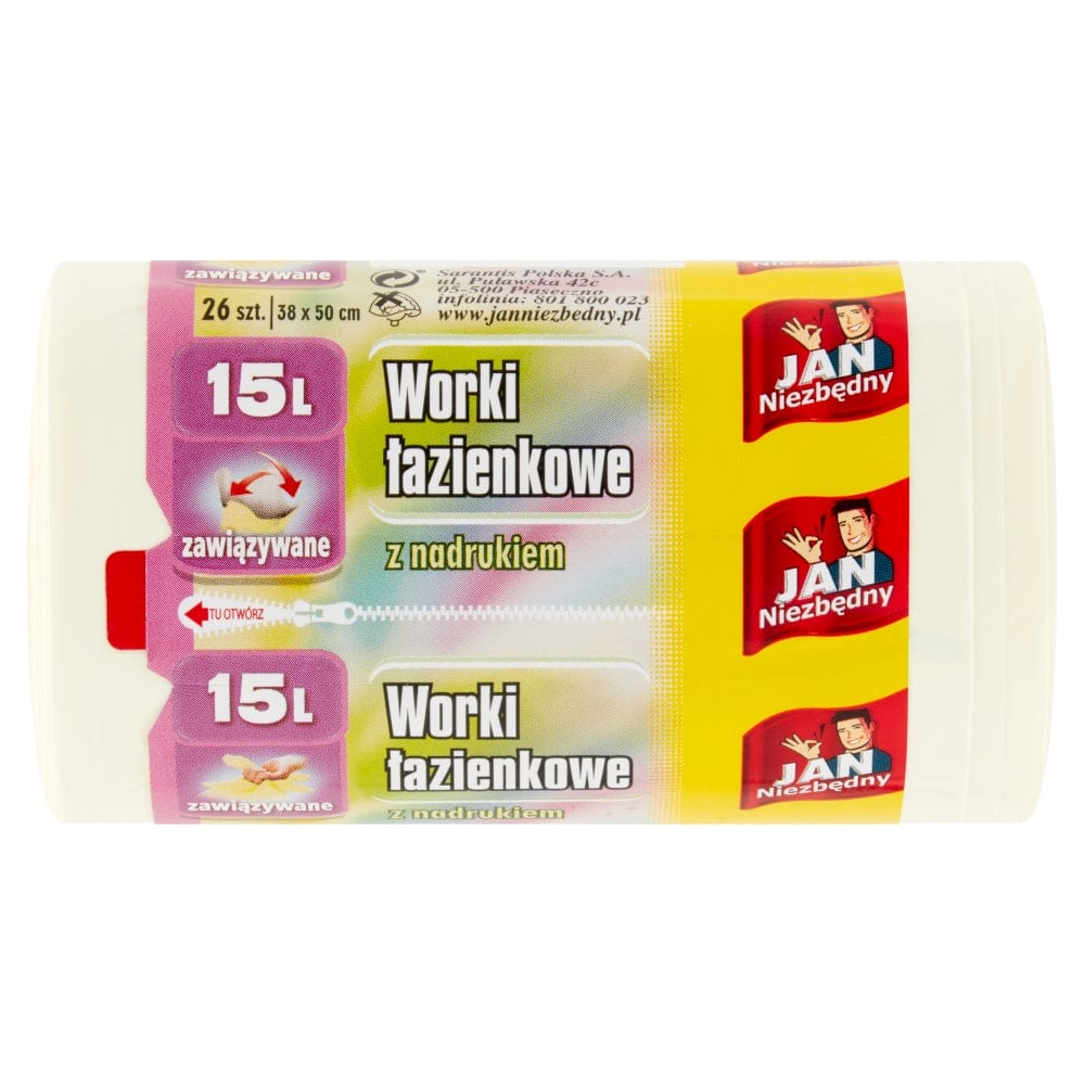 Produkt JAN NIEZBĘDNY Worki na śmieci Worki łazienkowe JAN NIEZBĘDNY Zawiązywane 15 l 26 szt S01496