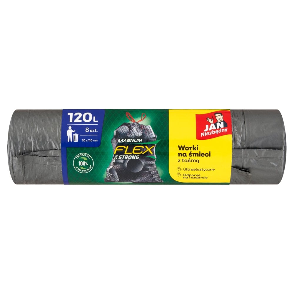 Produkt JAN NIEZBĘDNY Worki na śmieci z taśmą Jan Niezbędny Magnum Flex & Strong 120 l 8 sztuk 045309