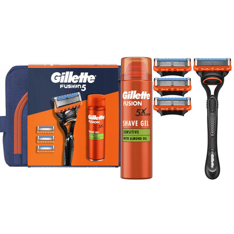 Produkt GILLETTE Zestawy kosmetyków Zestaw prezentowy dla mężczyzn GILLETTE Fusion Maszynka + ostrza + żel do golenia 200ml 002235